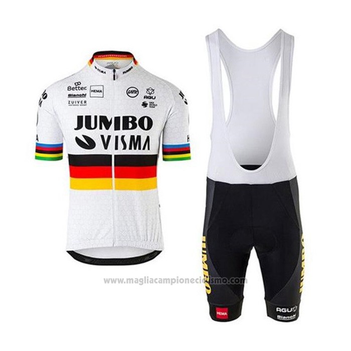 2020 Abbigliamento Ciclismo Jumbo Visma Campione Germania Manica Corta e Salopette